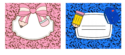 Two stationery items on a pink and blue speckled background