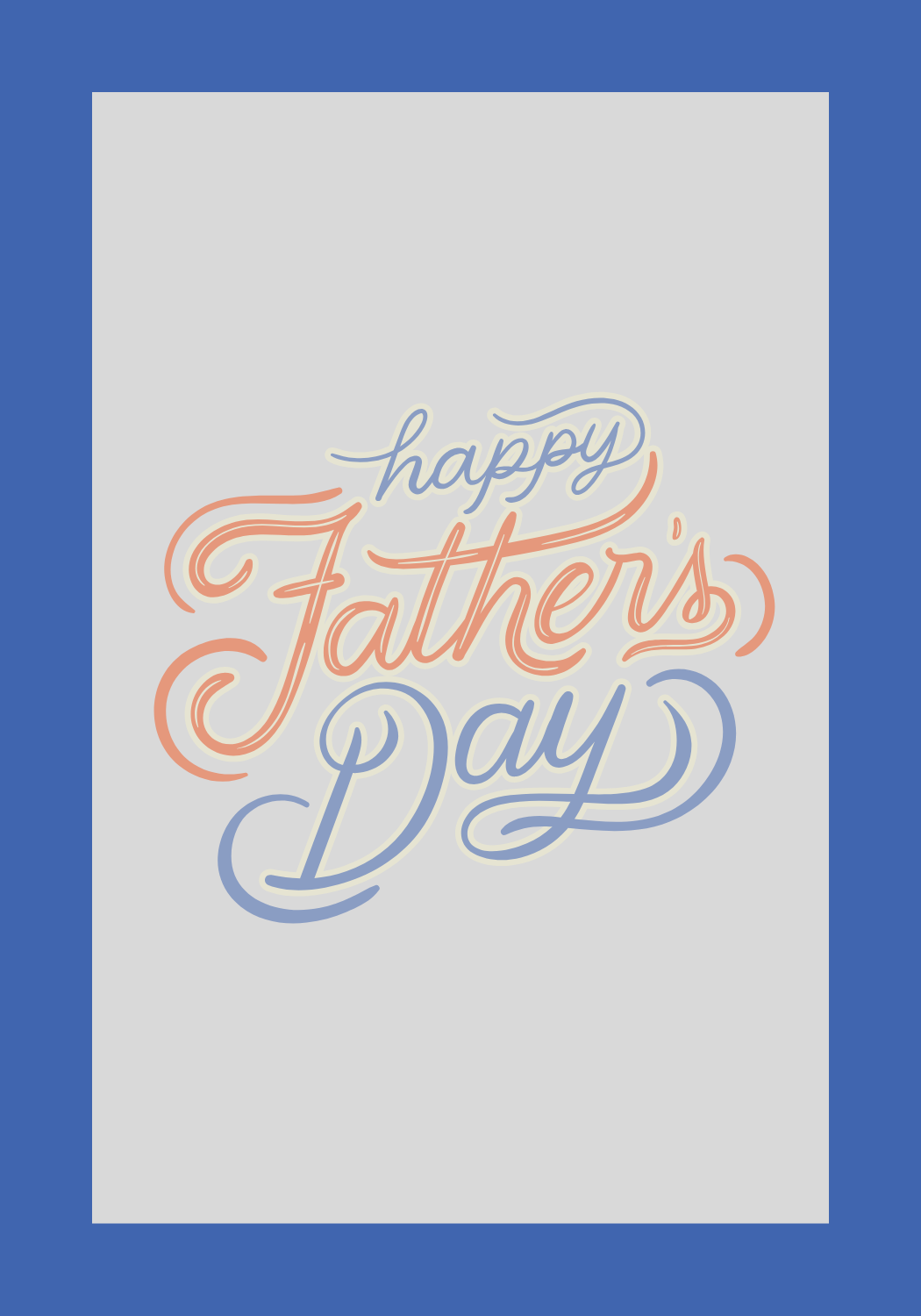 Happy Father's Day card with colorful text on a blue background